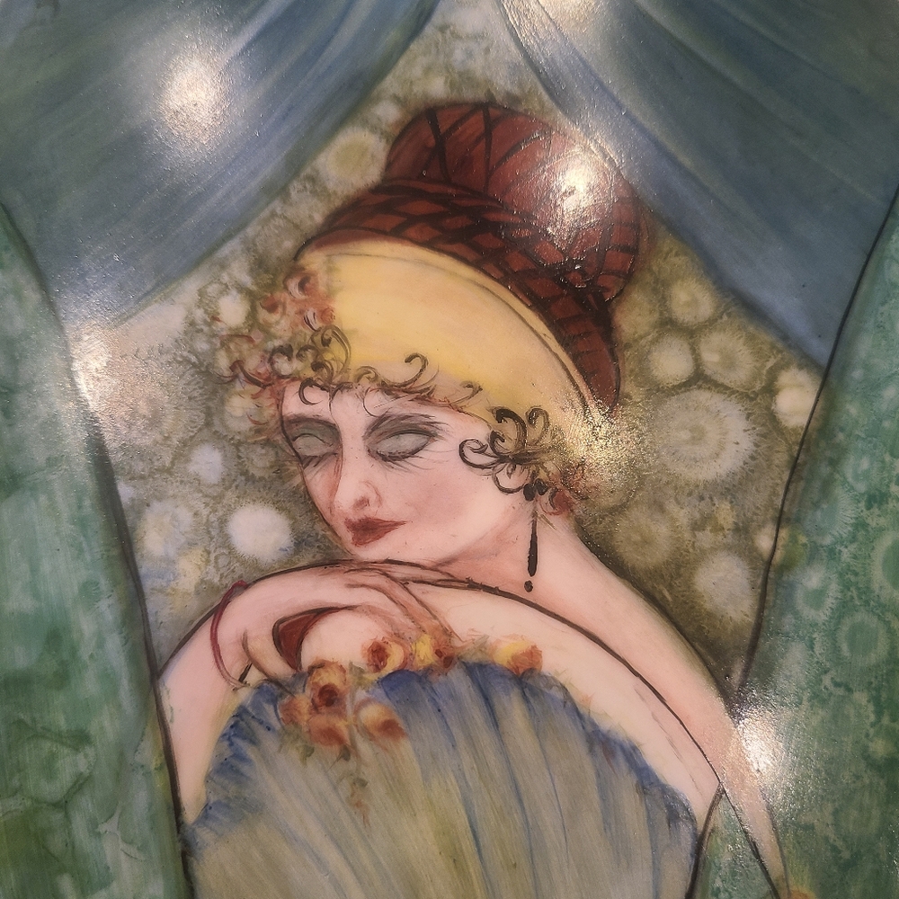 Vintage Antique Art Deco Lady Hanging Ceramic Art Appliqué - Picture 5 of 6